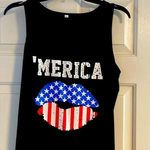 Black Fourth of July tank top.
